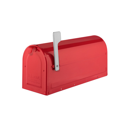 ARCHITECTURAL MAILBOXES MB1 Post Mount Mailbox Red with Silver Flag 7600R